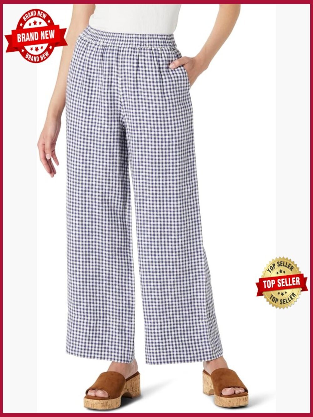 Loose Fit Linen Wide Leg Pants with Drawstring Waist